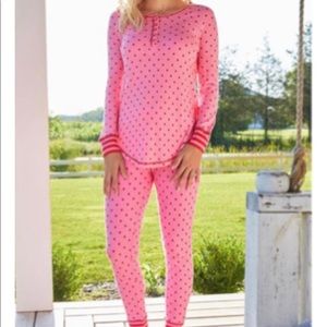 Pink polka dot waffle pajamas. Matilda Jane brand. Size M
